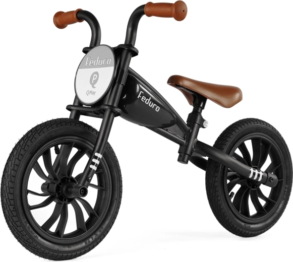 Bicicletă fără pedale QPlay Feduro pentru copii, neagră