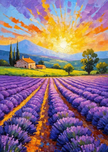 Enjoy puzzle Apus de soare cu lavandă, 1000 de piese