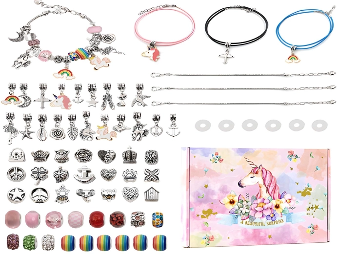 Set pentru realizarea de bijuterii și brățări cu pandantive unicorn