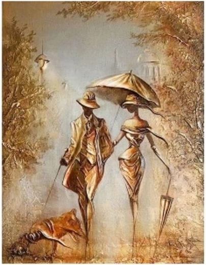 Pictură cu diamante – cuplu la plimbare 30 × 40 cm
