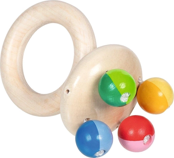 Zornăitoare din lemn de mână Touch ring rattle rainbow - 1 bucată