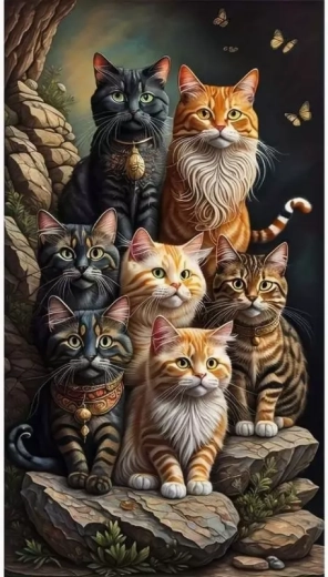 Norimpex pictură cu diamante Familia de pisici 30 × 40 cm