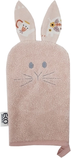 Mănușă din bumbac EKO cu urechi Bunny, rose pink, 20 × 15 cm