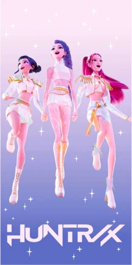 Prosop de baie din bumbac pentru copii K-Pop Demon Hunters Huntrix 70 × 140 cm