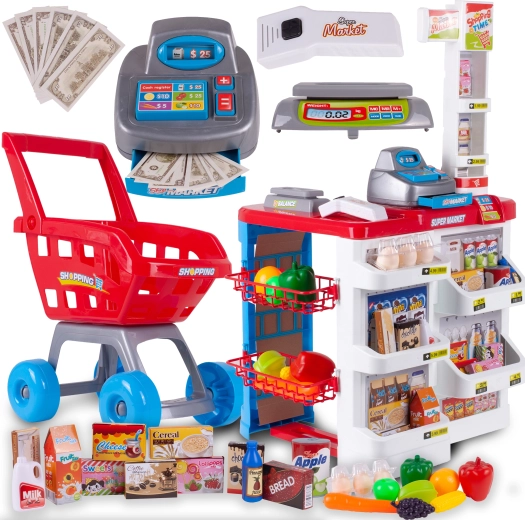 Magazin cu casă de marcat și cărucior de cumpărături Supermarket