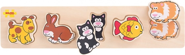 Puzzle din lemn cu piese de inserat – animale de companie BIGJIGS