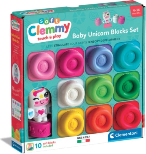 Cărămizi moi SOFT CLEMMY 10 buc + figurină unicorniță