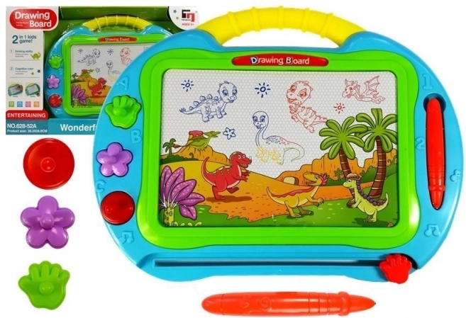 Tăbliță de desen magnetică turcoaz, mare, cu ștampile