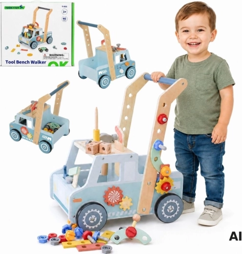 Premergător din lemn cu atelier TOOKY TOY