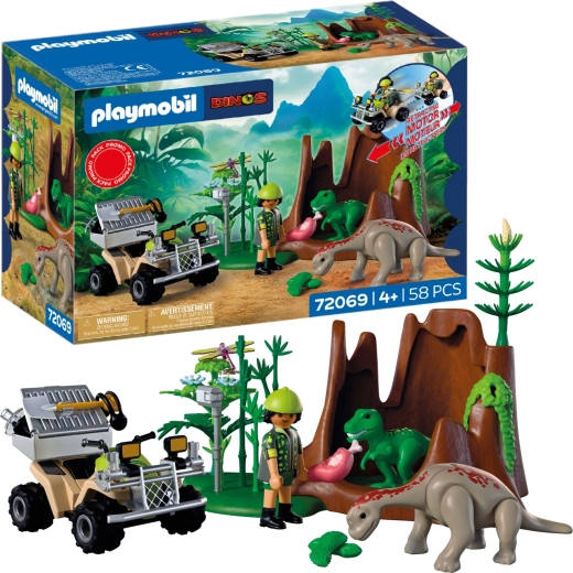 Playmobil Dinos cercetător cu ATV și pui de dinozauri, 58 piese