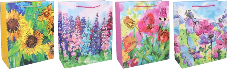 Pungă cadou din hârtie M 26 × 32 × 10 cm – motive florale