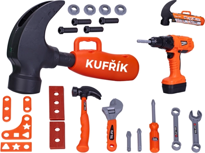 Set de unelte pentru copii cu bormașină cu acumulator în geantă în formă de ciocan