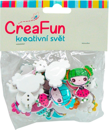 Nasturi din lemn cu motiv fetiță, set 20 buc (2,7 × 3 cm)