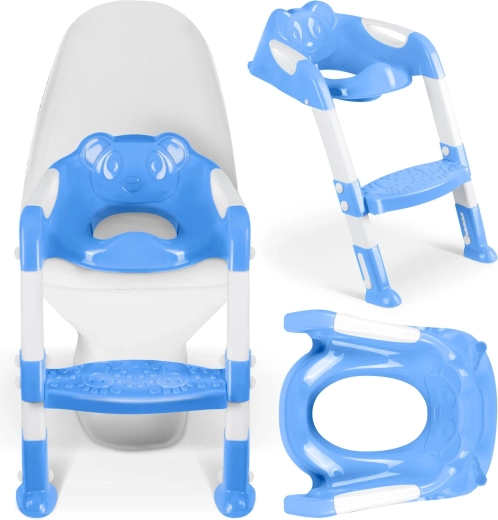 Suprastrucție pentru WC cu platformă și mânere RICOKIDS, model koala pentru copii – albastru