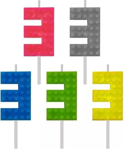 Lumânare de aniversare cu cuburi numărul 3