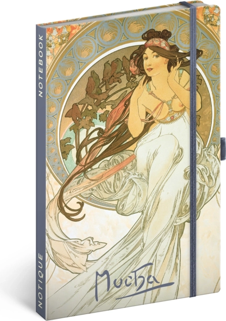 Notes NOTIQUE Alfons Mucha – Muzica, dictat, 13 × 21 cm