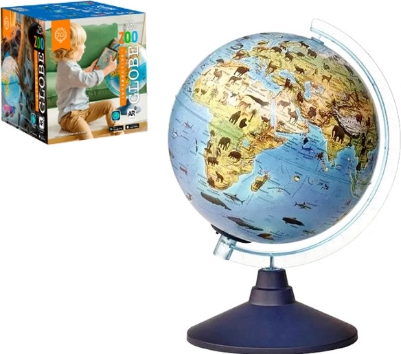 Glob interactiv iluminat Alaysky – hartă a lumii cu animale 25 cm
