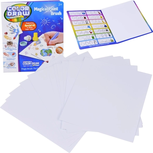 Hârtie pentru desen magic COLOR DRAW – set de rezerve 18 coli cu pensulă LED