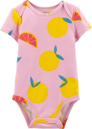 Body pentru bebeluși Carter's cu mânecă scurtă Purple Lemon pentru fetițe, mărimea 56