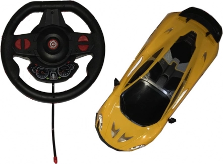 Mașină RC 1:16 cu control tip volan, lumini și sunete (27 MHz, 20 km/h)