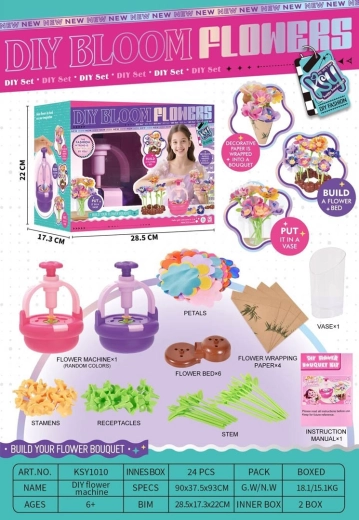Set creativ pentru realizarea florilor cu mecanism manual