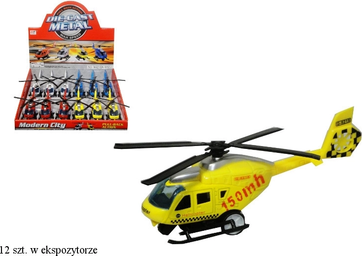 Elicopter de salvare metal-plastic cu mecanism de întoarcere (pull‑back)