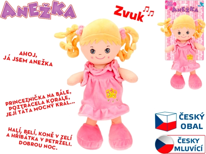 Păpușă vorbitoare și cântătoare Anežka 36 cm – blondă moale