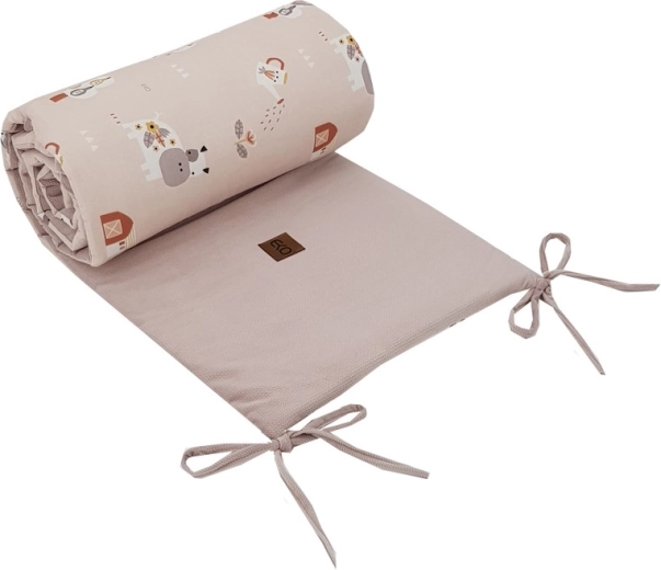 Apărătoare pentru pătuț EKO Velvet My farm roz pudrat 180 × 35 cm