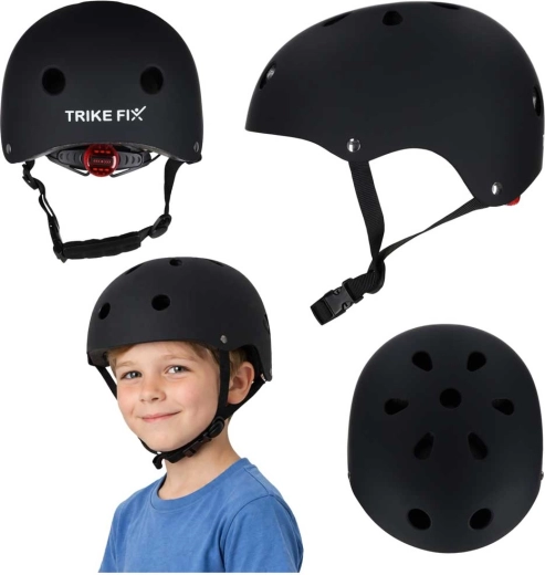 Cască de ciclism pentru copii TRIKE FIX cu LED, mărimea S 48–54 cm, neagră