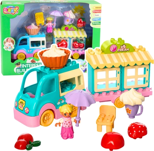 Set de construcție: înghețaterie mobilă cu figurină și deserturi