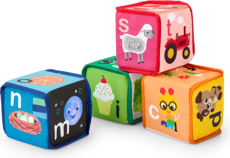 Baby Einstein cuburi textile cu alfabet Alpha Stacks, 4 buc