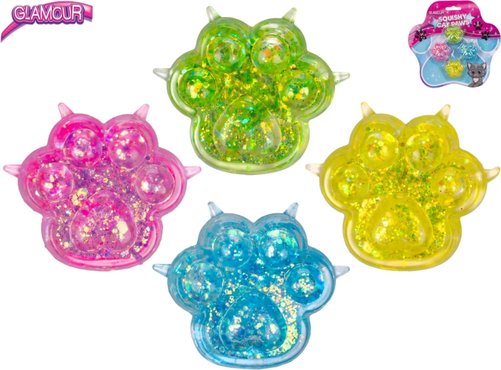 Glamour mini elastice de păr tip stretch cu motiv de lăbuță de pisică Sugar (4 buc.)