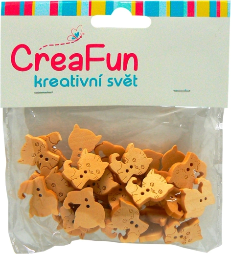 Nasturi din lemn cu motiv pisică, 30 bucăți (16 × 21 mm)