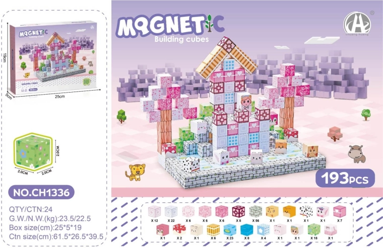 Set de cuburi magnetice 3D pentru copii 193 buc.