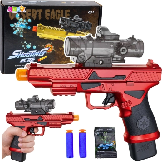 Pistolă electrică cu bile gel și mini săgeți din spumă, roșie