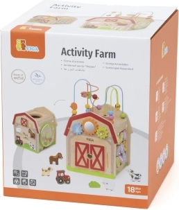Cub de joacă din lemn cu activități – fermă