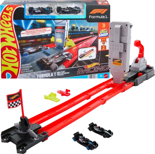 Pistă de curse Hot Wheels Formula 1 cu dublu traseu și 2 mașini