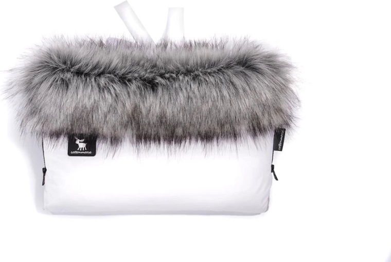 Mânecă pentru cărucior cu blană COTTONMOOSE – alb