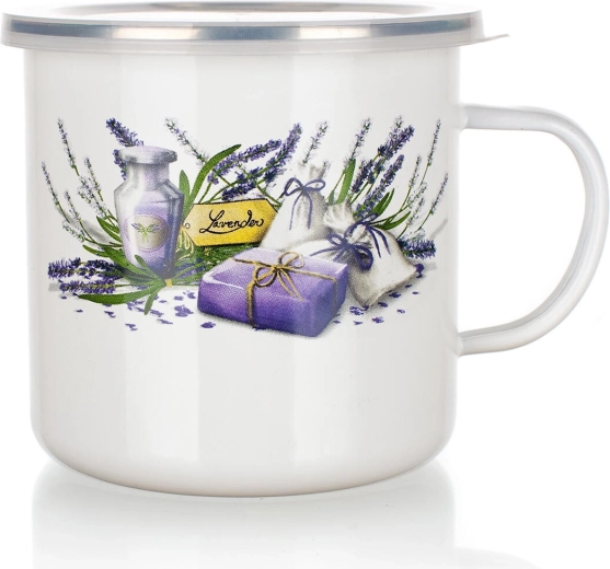 Cană emailată cu capac Lavender 0,7 l