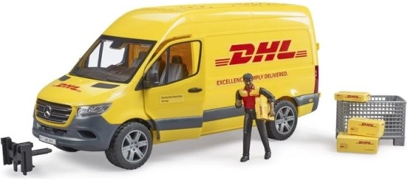 Bruder Mercedes-Benz Sprinter DHL cu șofer și accesorii