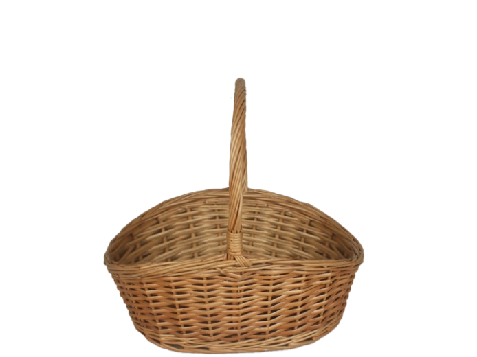 Coș oval din nuiele naturale cu mâner 33 × 26 × 14/30 cm