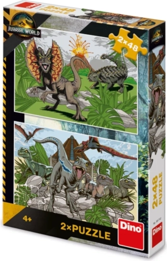 Lumea Jurasică puzzle pentru copii 2×48 piese