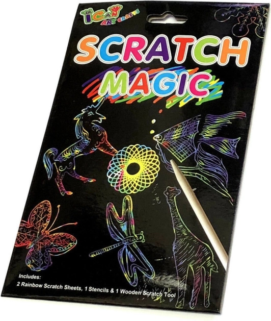 Foi răzuibile curcubeu cu șabloane și creion din lemn