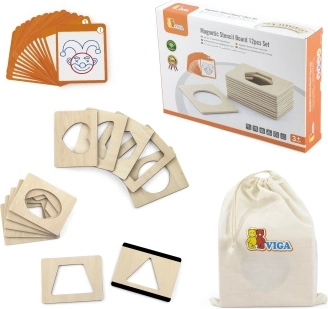 Șabloane din lemn magnetice cu forme pentru desenat