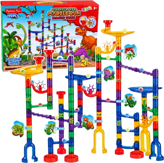 Pistă cu bile cu dinozauri – set de construcție 192 de piese