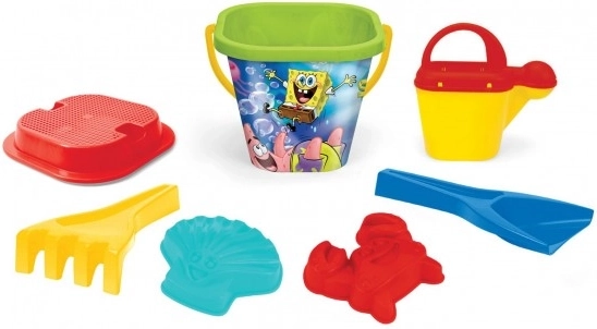 set pentru nisip 7 piese SPONGEBOB, 3 culori, plasă