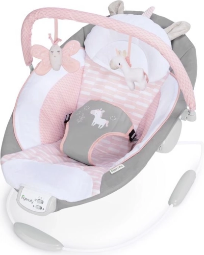 Leagăn balansoar cu vibrații și melodii Ingenuity Flora the Unicorn