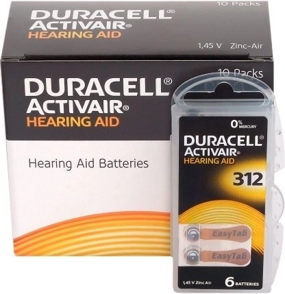 Duracell Activair baterii pentru aparate auditive 312, 6 buc