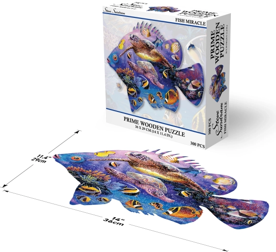 Prime 3D puzzle din lemn Minunea Peștilor 300 piese