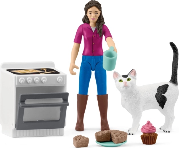 Brutară cu pisică – set de joacă SCHLEICH Pocket Set